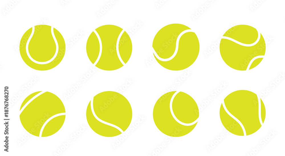 Φωτογραφία Set of bright tennis ball icons in different views
