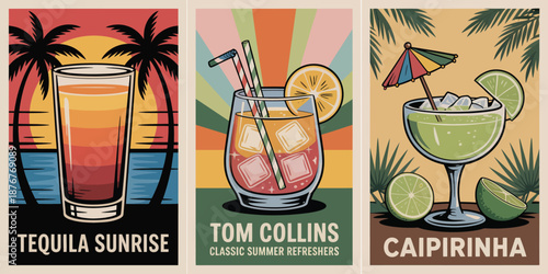 Tropical Cocktails Featuring Tequila Sunrise, Tom Collins, and Caipirinha