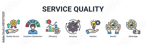 Service Quality banner emphasizing reliable service delivery, customer satisfaction, and performance excellence