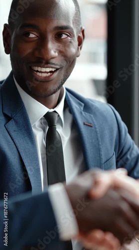 Close-up of Multiethnic Business Partners Shaking Hands During Formal Office Meeting Agreement