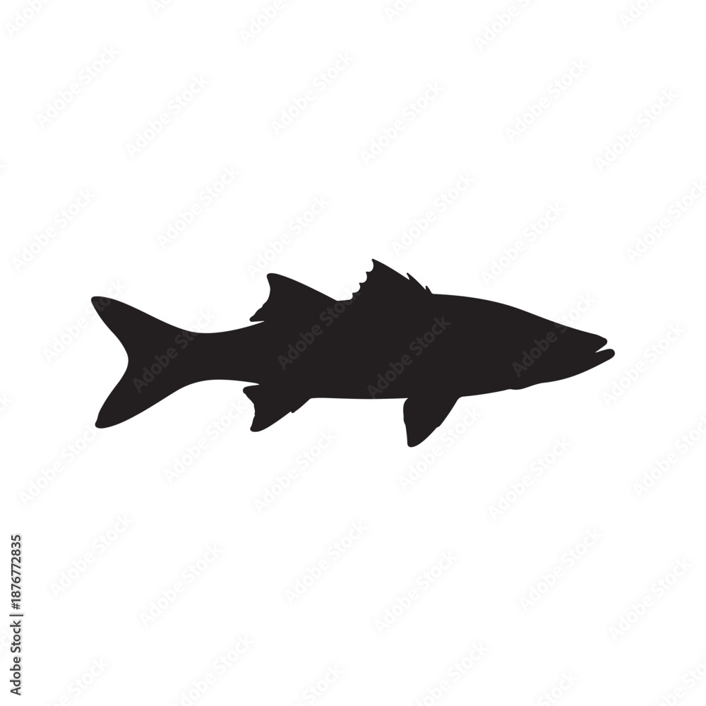 Obraz premium Snook Fish silhouette vector art white background