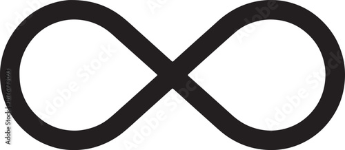 Simple black infinity symbol on white background illustration