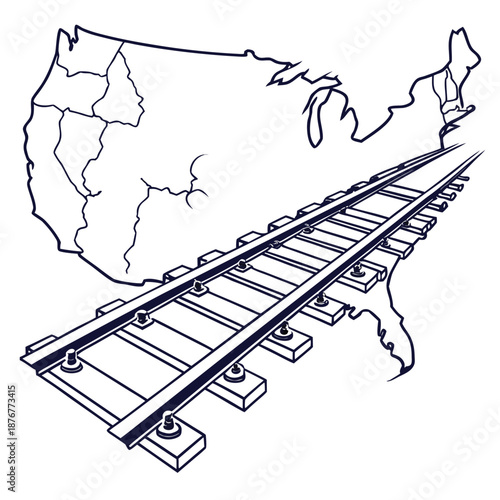 Railroad track across united states map