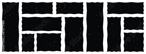 Vector wavy rectangles with grain texture, irregular black text boxes. Crayon drawn squares and rectangles, doodle hand drawn frames with irregular uneven shapes,