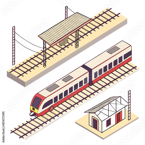 Modern train station with arriving train