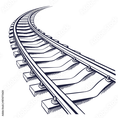 Curved railway track