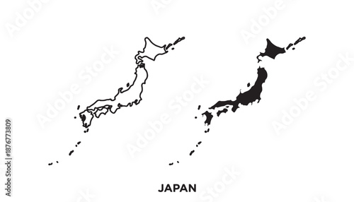 Simplified outline map of japan highlighting major regions