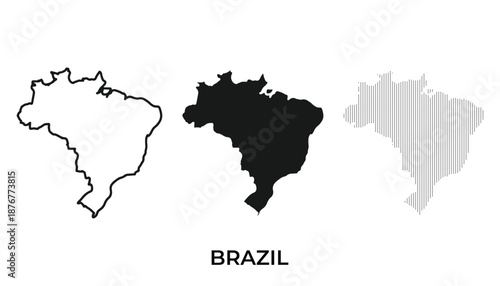 Three unique silhouettes of brazil