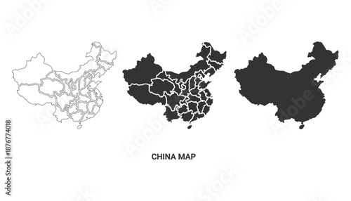 Simplified china map with provincial borders