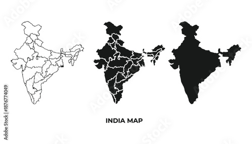 Three unique illustrations of the indian subcontinent