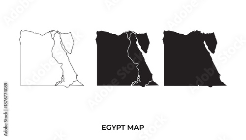 Simplified black and white map of egypt