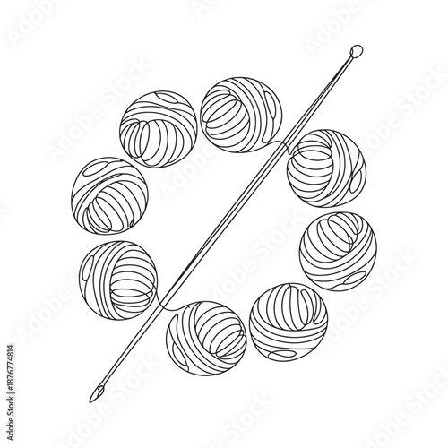 Sketch of yarn balls and knitting needle a crafting and hobby illustration