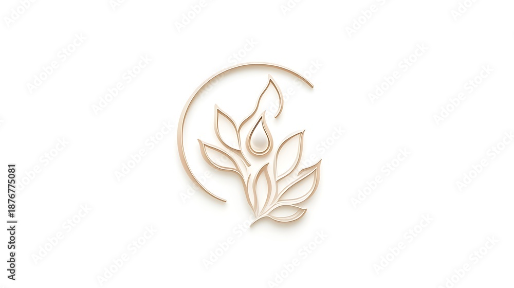 Obraz premium Luxury soap brand logo with leaf design and crescent shape on white background