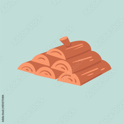 Natural wooden logs stacked and ready for the fire. A rustic vector capturing the traditional way of heating a country banya.
