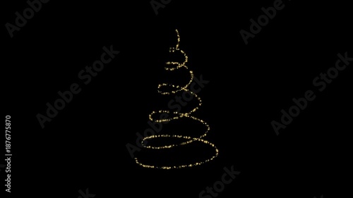 Christmas tree isolated on black background shining particles stock animation