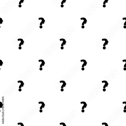Question mark human head seamless pattern isolated on white background
