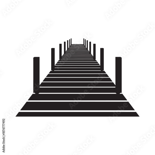 A long straight pathway receding into the distance black and white