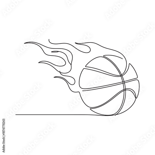 Fiery basketball illustration dynamic line art showcasing sport and energy