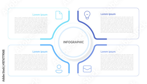 4-circle infographics effectively display four related data points, processes, or categories using interconnected or evenly spaced circles for visual balance. These designs suit presentations.