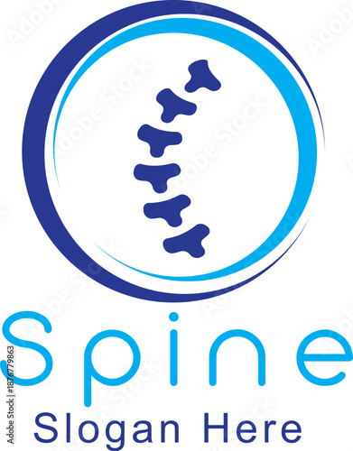A modern and professional vector illustration of a human spinal column and vertebrae. This minimalist design features a stylized spine, symbolizing back health, alignment, and neurological care. Perfe