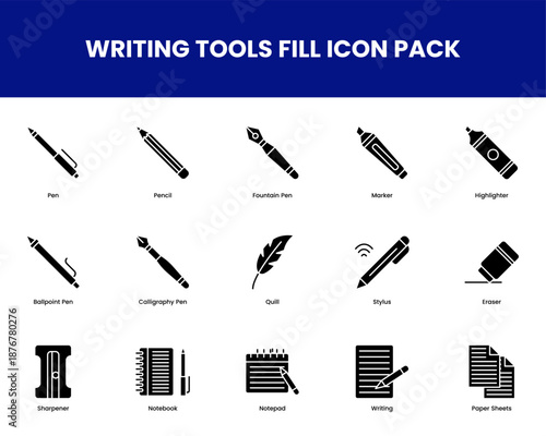 WRITING TOOLS FILL ICON PACK