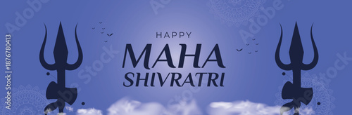 Maha Shivratri greeting banner for web design. Vector illustration