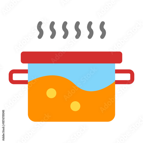 Boiling Pot Vector Flat Icon Design