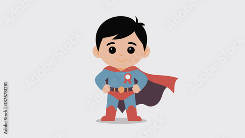 Young boy in superhero costume Vector