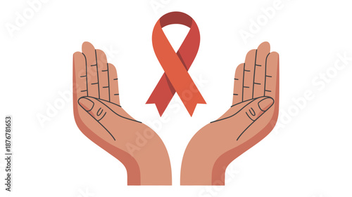 Hands holding a red ribbon Vector