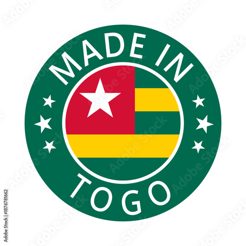 Togo Made in Stamp in circle with flag Vector template on white background