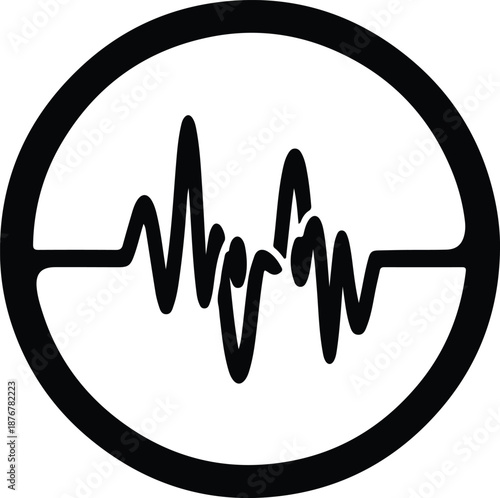 Silhouette electrocardiogram line inside oval shape illustration vector