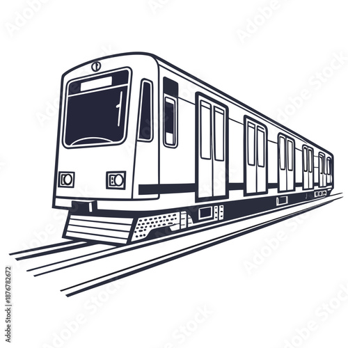 Modern metro train on tracks