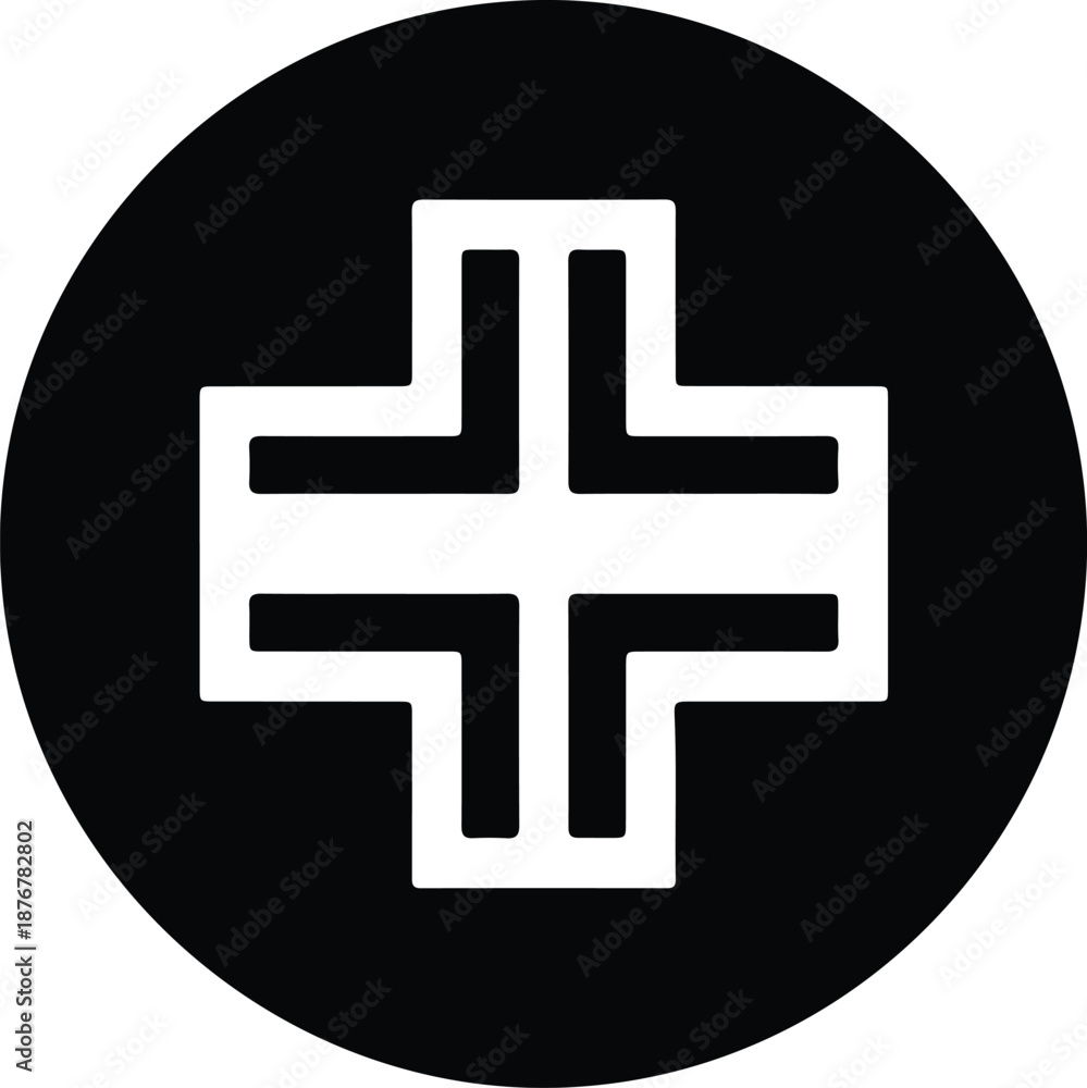 Fototapeta premium Silhouette of abstract geometric cross inside circle illustration vector