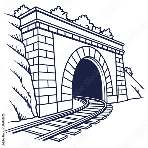 Train tunnel through hillside