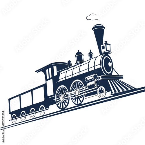 Vintage steam locomotive on tracks
