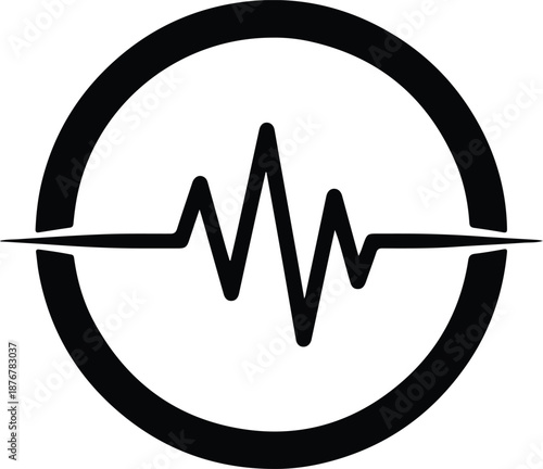 Silhouette of electrocardiogram inside circle medical technology vector illustration vector