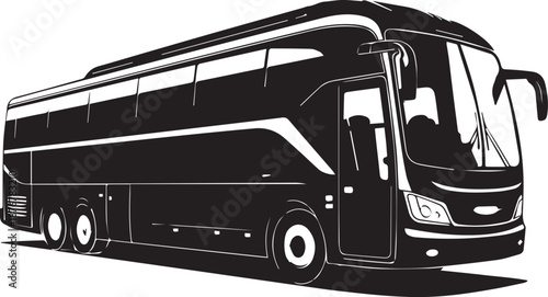 Sleek black coach bus illustrated with reflection