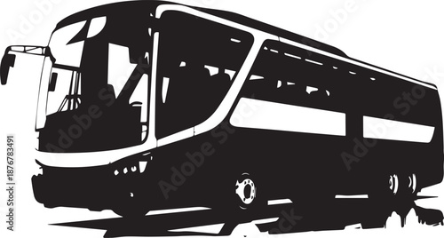 Modern black and silver coach bus for luxury travel and transport