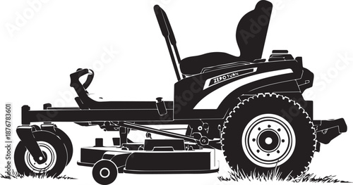 Zero turn mower on grass: a detailed illustration of lawn care equipment