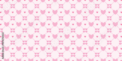 Hearts seamless pattern. Valentines day background. pink love pattern. Cute minimal design for wrap, fabric, cloth, print, wedding decor
