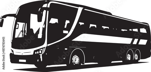 Sleek black luxury coach bus with tinted windows and modern design