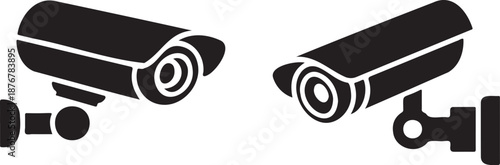 Security Camera Silhouette Icon Collection, Surveillance Equipment Symbols, CCTV Vector Set