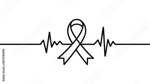 Awareness ribbon on heart monitor Vector