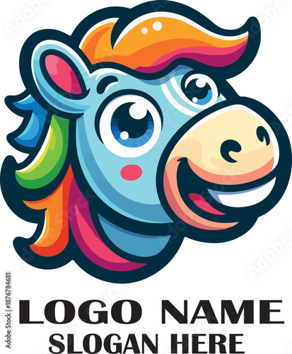 Horse cartoon animal logo icon vector .