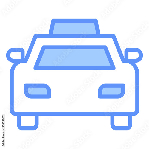 Taxi Outline Blue Color Icon