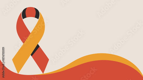 Awareness ribbon in red and gold Vector