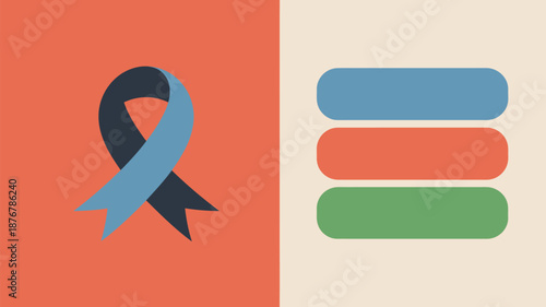 Awareness ribbon with colorful stack Vector