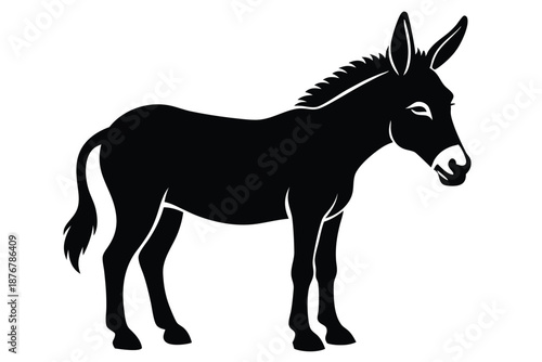 Equestrian Donkey Profile Silhouette Vector Art for Veterinary and Animal Care Branding