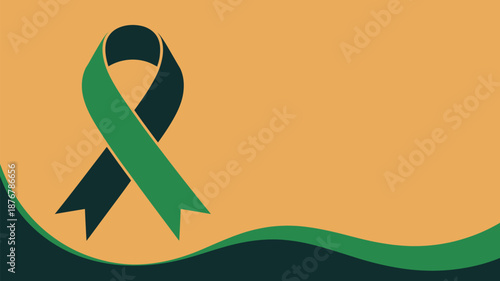 Green and black awareness ribbon Vector