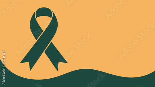 Green ribbon on orange background Vector